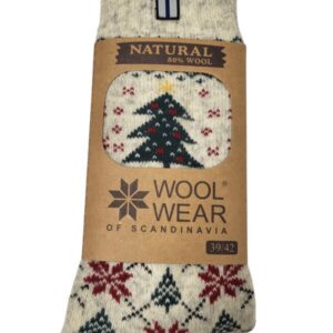 Yllesockor med julgransmotiv – 80% ull